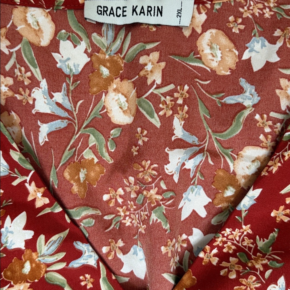 Grace Karin Red Floral Midi Dress - Picture 3 of 5